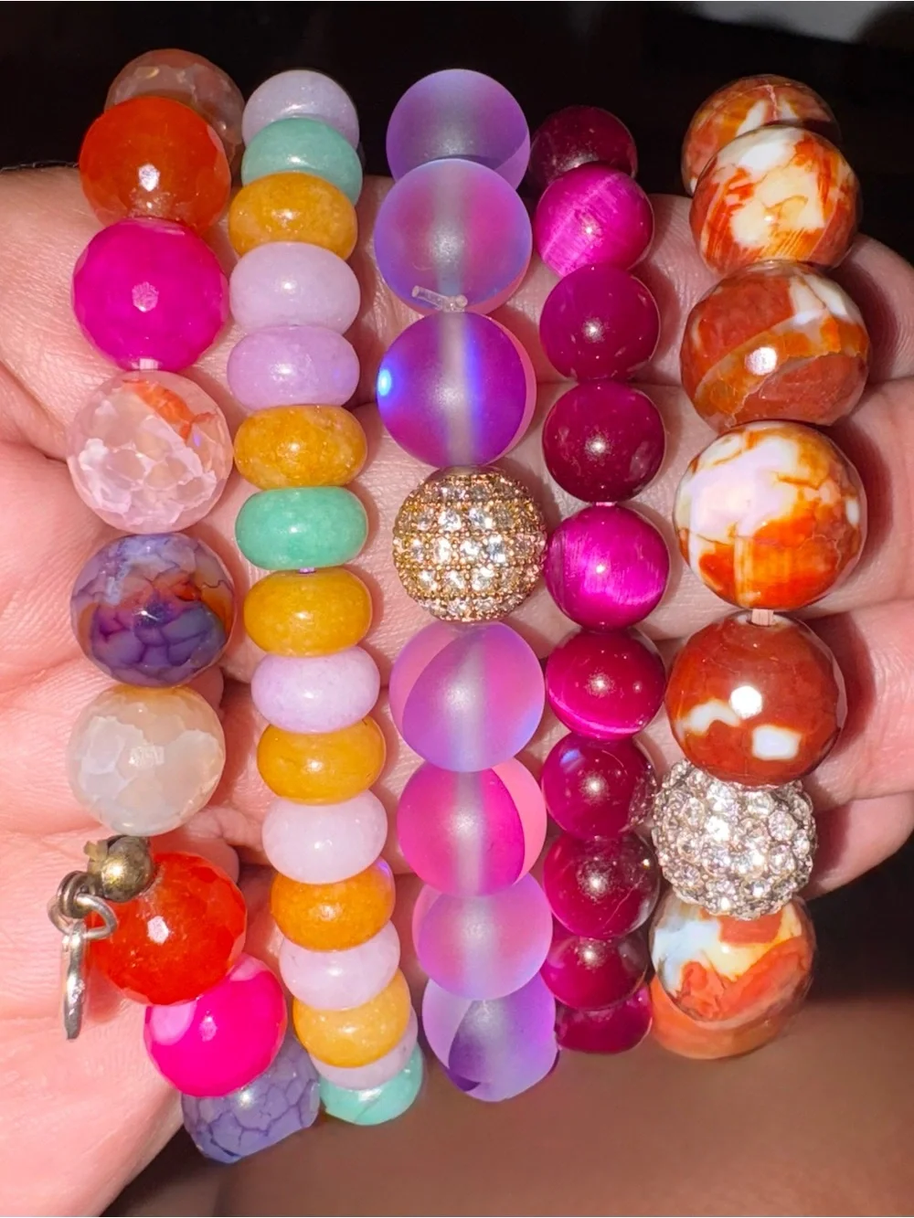 Beautiful Assorted Beaded Stretch Bracelets! All 5! All Brand New, Never Worn!
